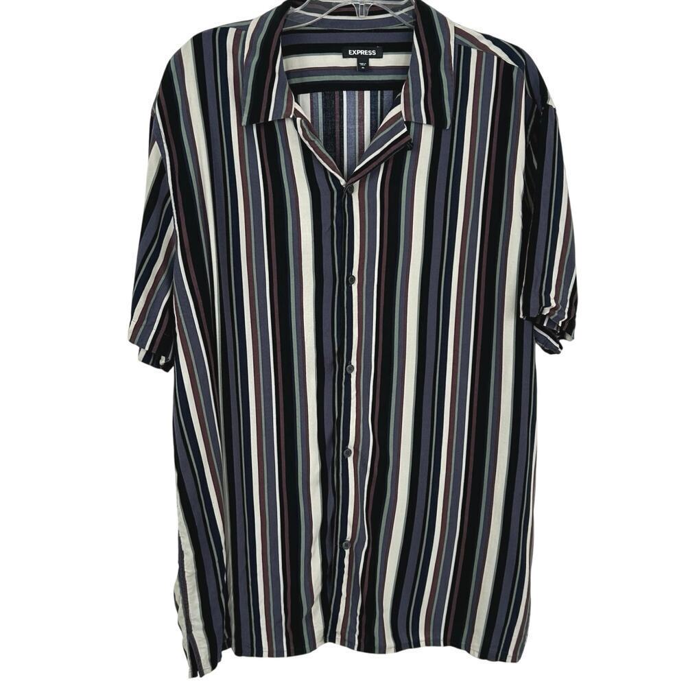 Express Striped Workwear Button Up Blouse Minimalist XL